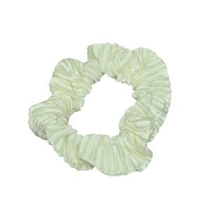White Ivory Pleat Scrunch Hair Tie Elastic Accessories Scrunchie Handmade SB3
